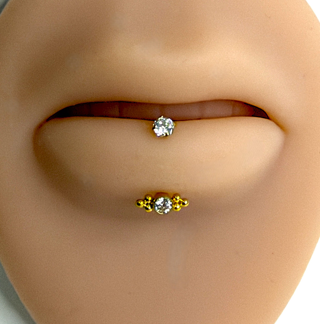 Titanium 16g Crystal Beaded Curved Barbell