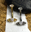 Titanium 16g Crystal Beaded Curved Barbell