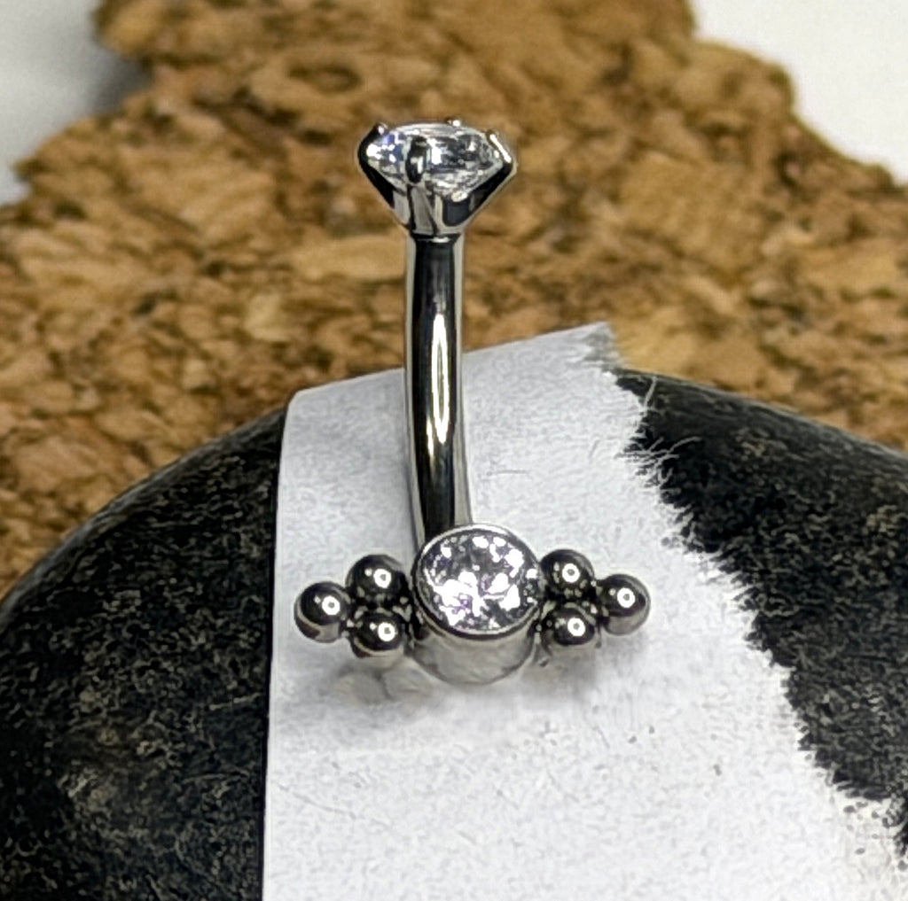 Titanium 16g Crystal Beaded Curved Barbell