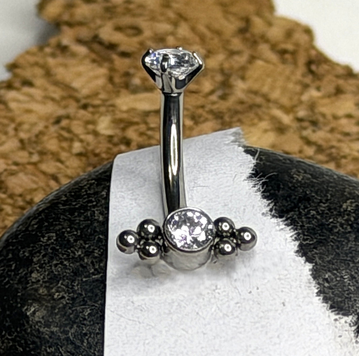 Titanium 16g Crystal Beaded Curved Barbell