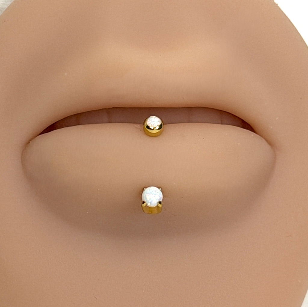 16g Flat Bottom Opal Curved Barbell