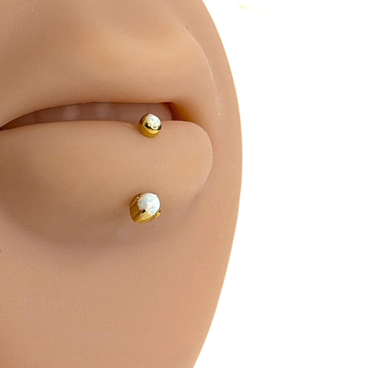16g Flat Bottom Opal Curved Barbell