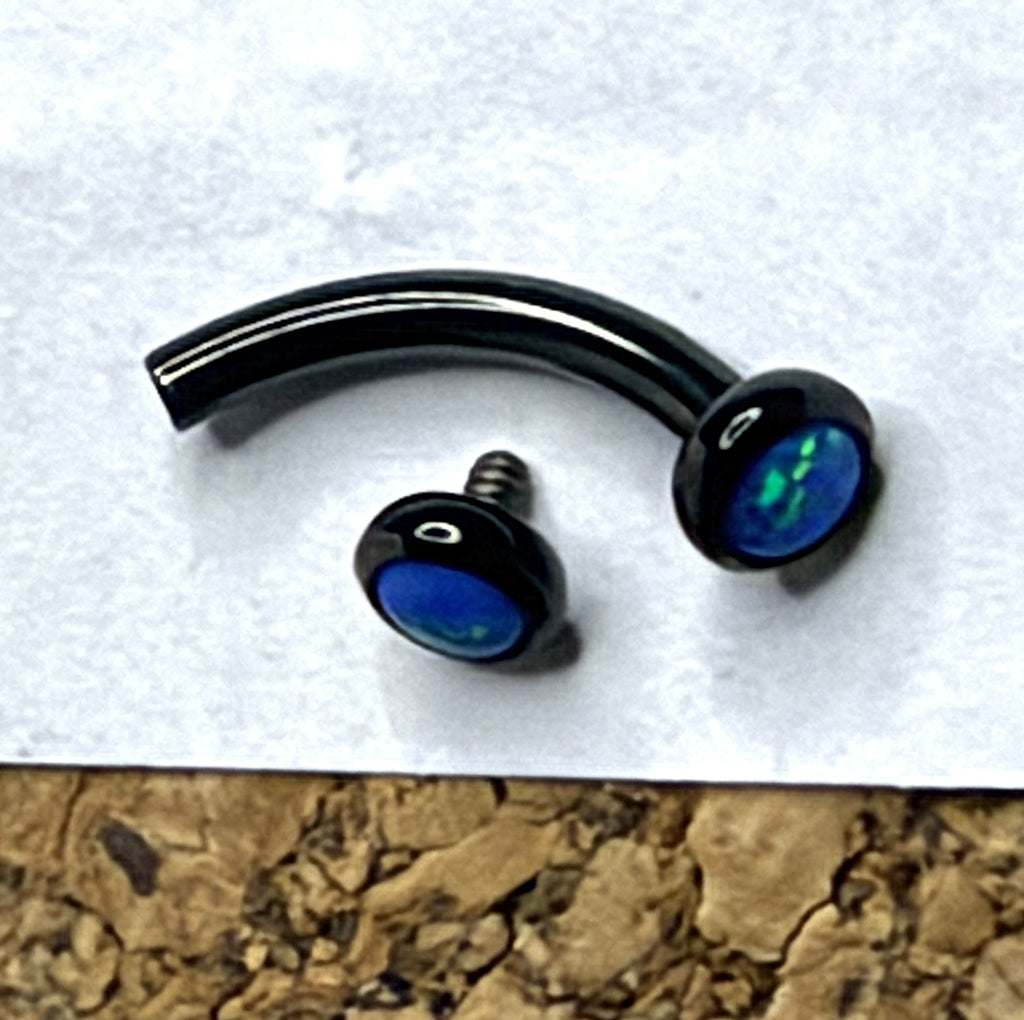 Black or Gold 16g Titanium Bezel Gem Curved Barbell