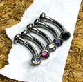 16g Titanium Bezel Gem Curved Barbell