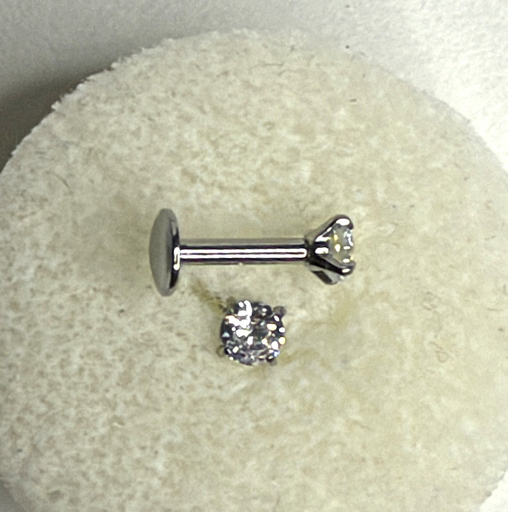 16g Steel Prong-Set Crystal Flat Back Stud