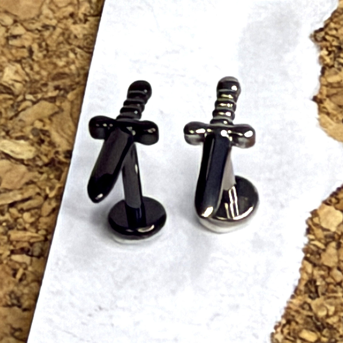 16g Titanium Dagger Flat Back Stud