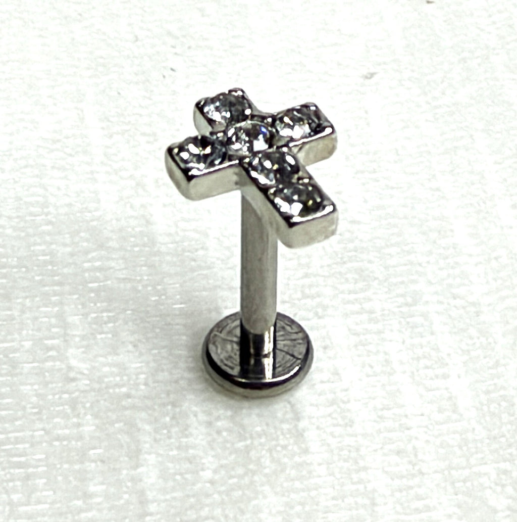 16g Crystal Cross Flat Back Stud – 8mm