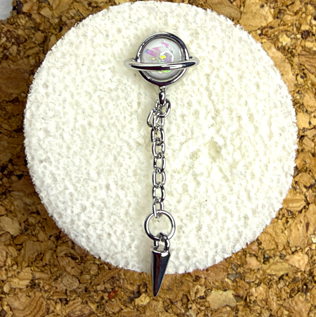 16g Steel Opal Planet Dangle Flat Back Stud