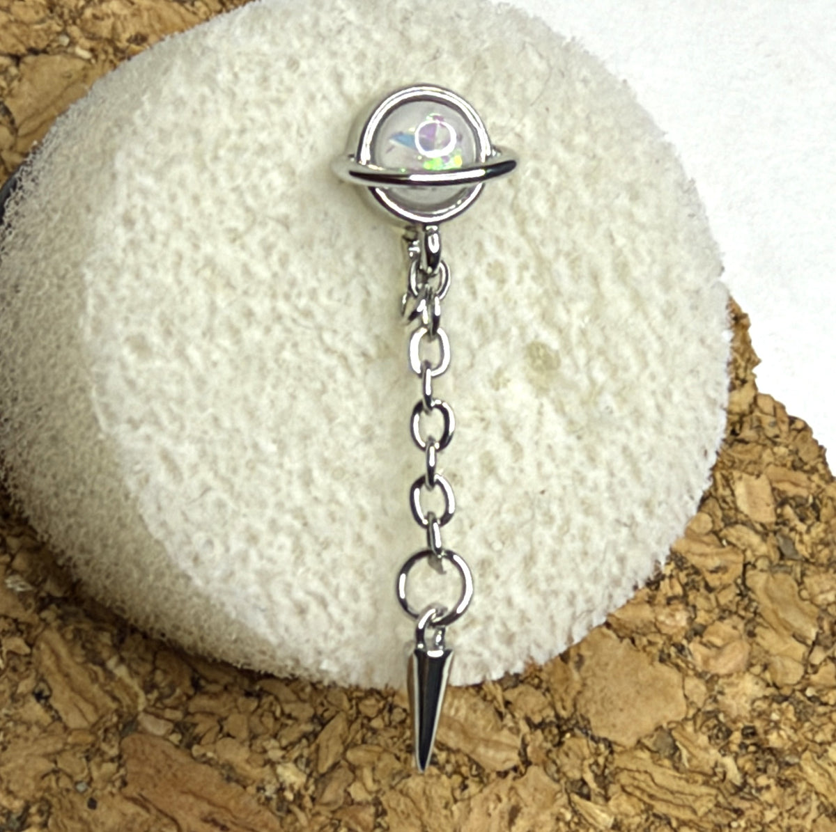 16g Steel Opal Planet Dangle Flat Back Stud