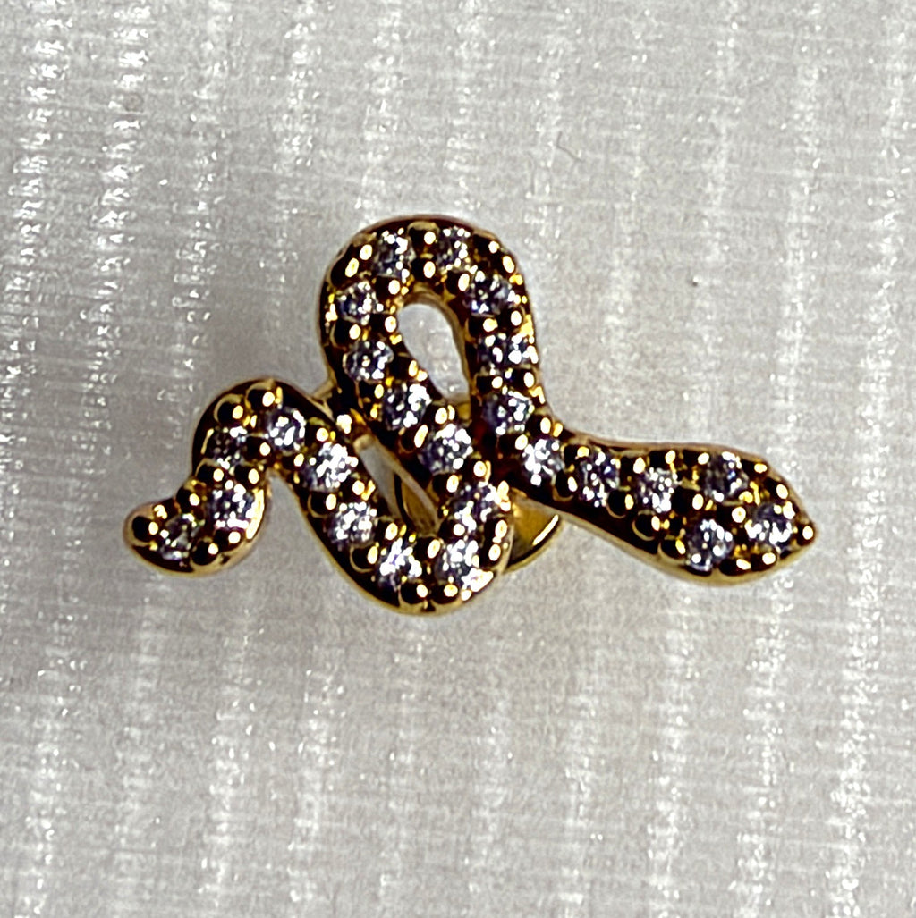 16g Steel Crystal Snake Flat Back Stud