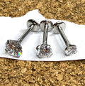 16g Steel Round Crystal Flat Back Stud