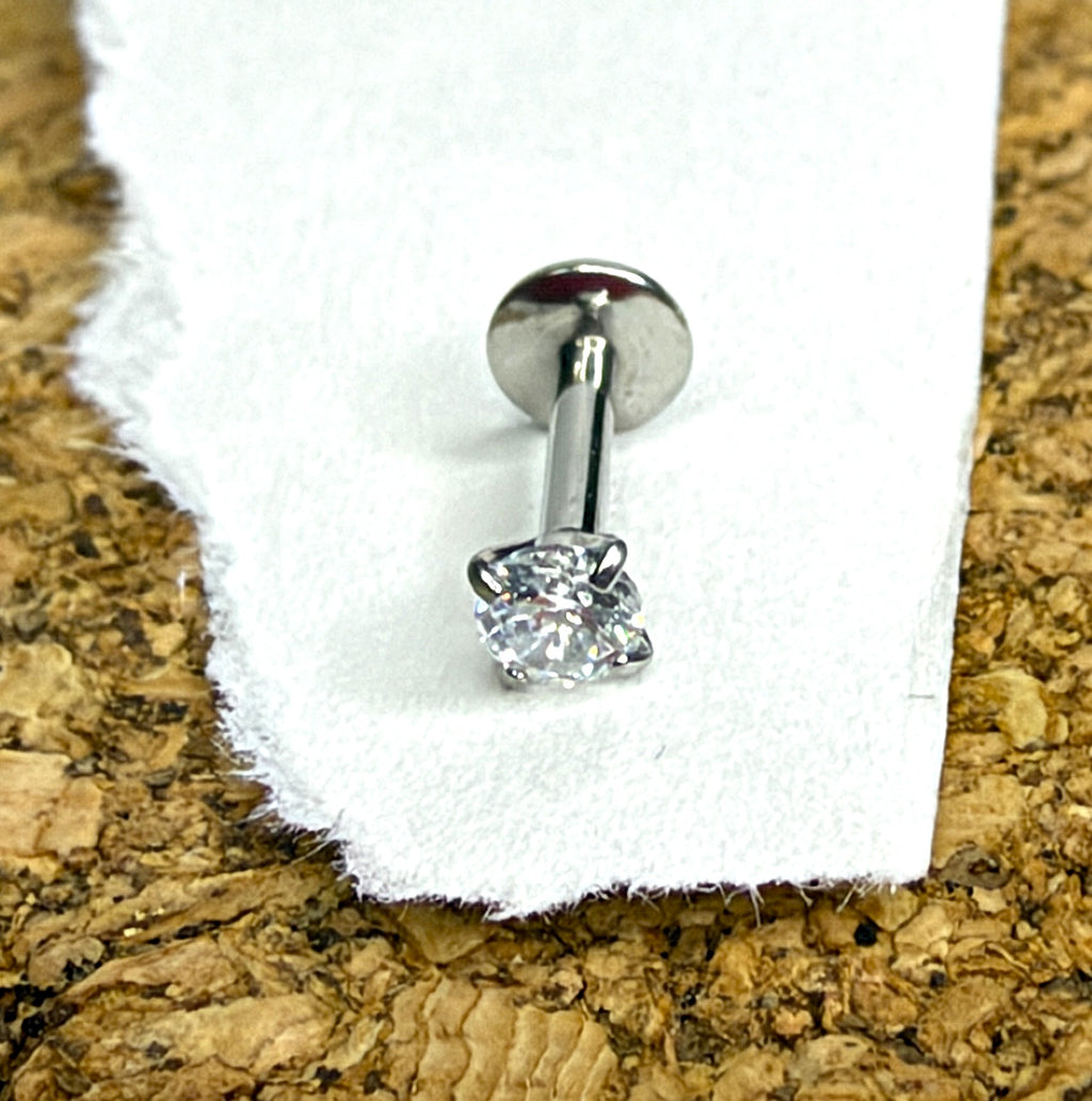 16g Steel Prong-Set Crystal Flat Back Stud