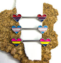 14g Steel Pride Heart Nipple Barbells – 14mm