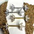 Steel & Gold 14g Marquise Crystal Nipple Barbells – 14mm