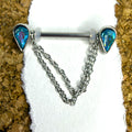 Steel Blue Teardrop Chain Nipple Barbells