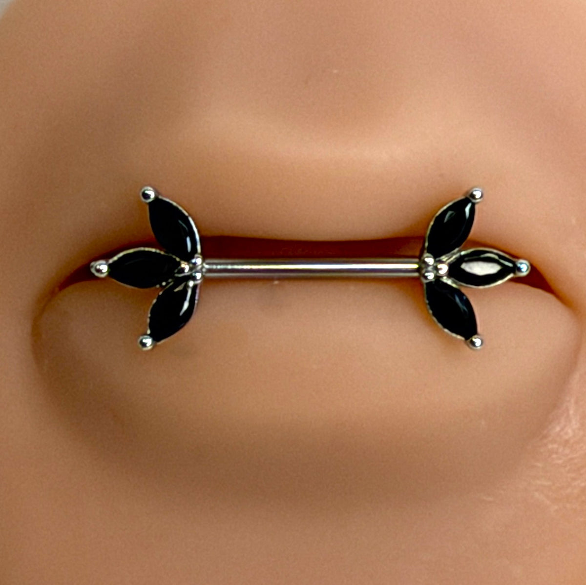 14g Steel Marquise Gem Nipple Barbells – 14mm