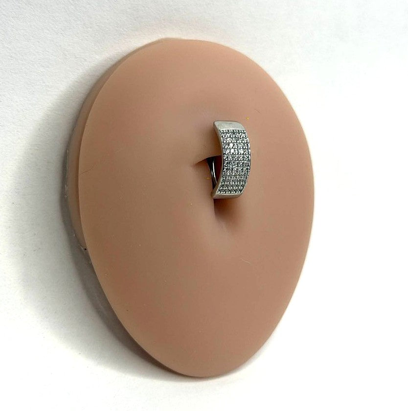 14g Steel Clear Crystal Belly Clicker