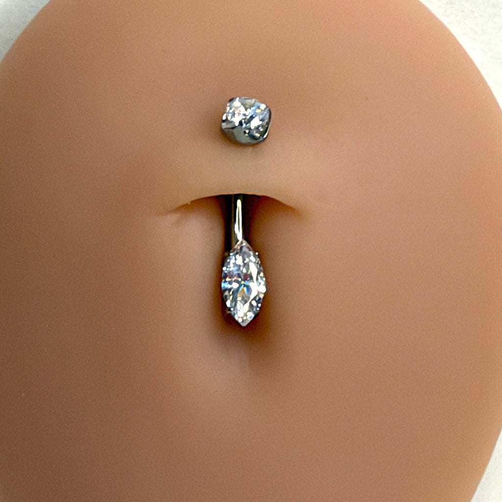 14g Titanium Marquise Crystal Belly Ring