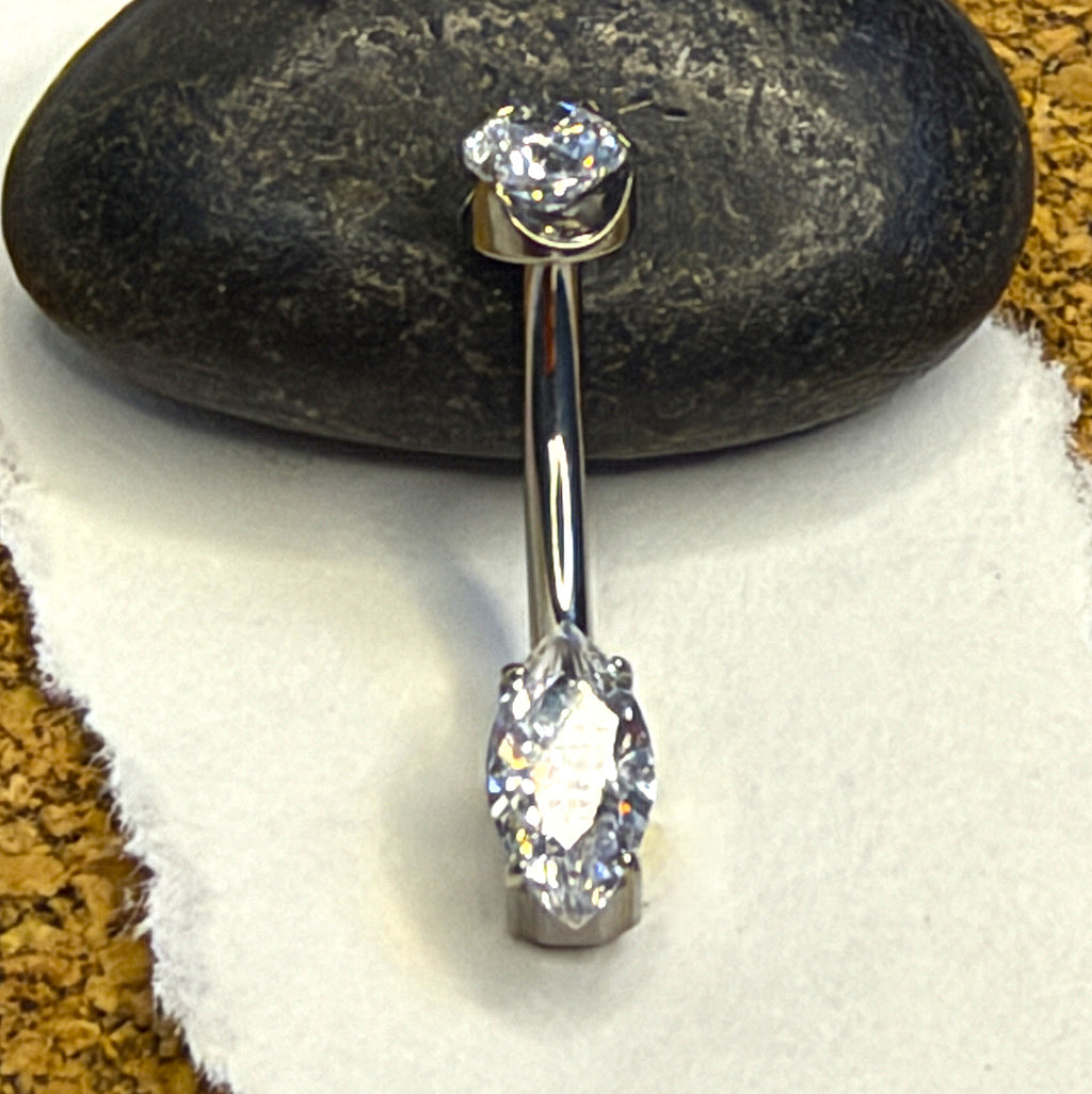 14g Titanium Marquise Crystal Belly Ring