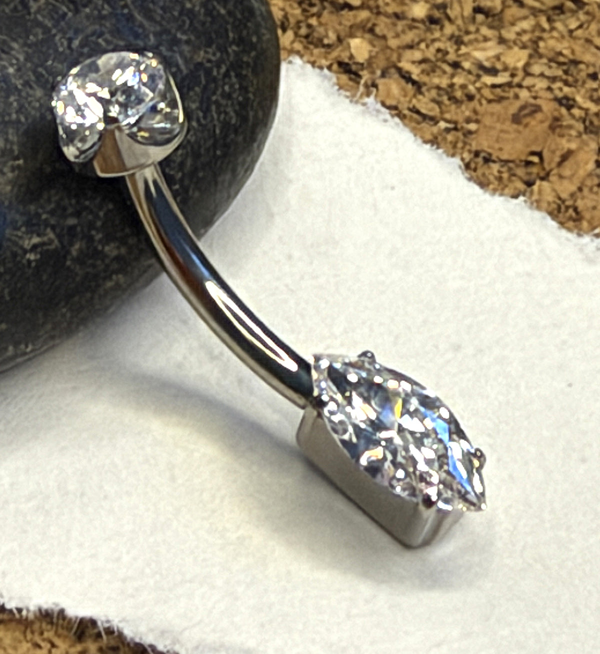 14g Titanium Marquise Crystal Belly Ring