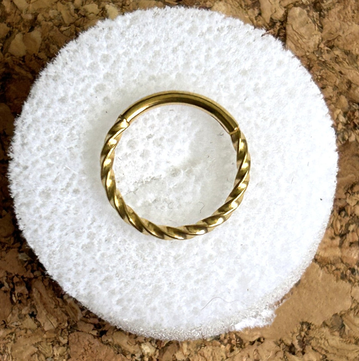 Gold 316L Steel 16g Twisted Rope Clicker