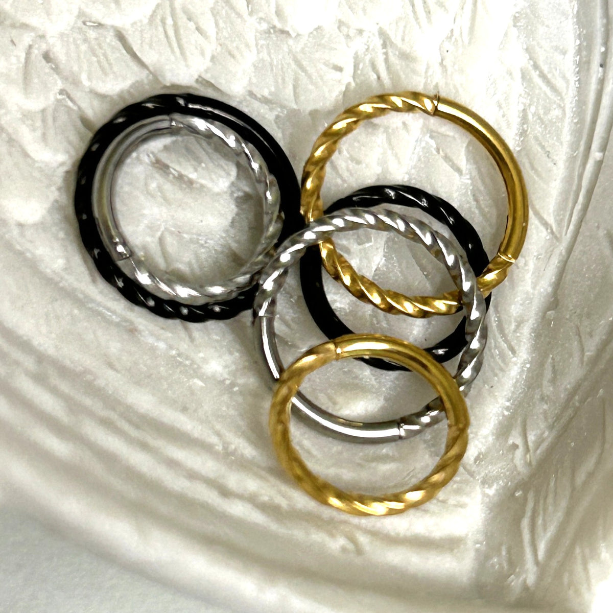 Gold 316L Steel 16g Twisted Rope Clicker