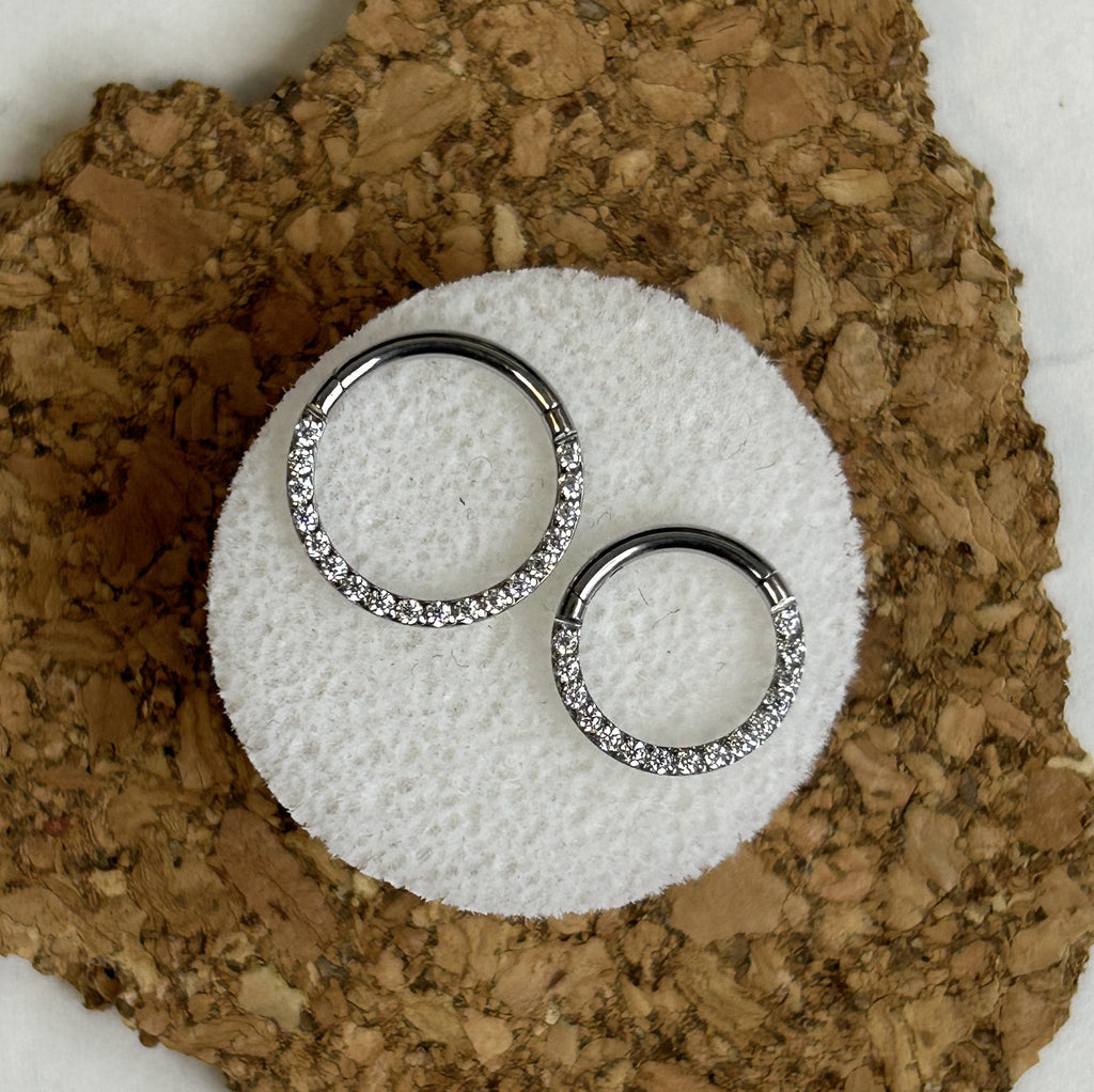Steel Front facing gem clicker hoop