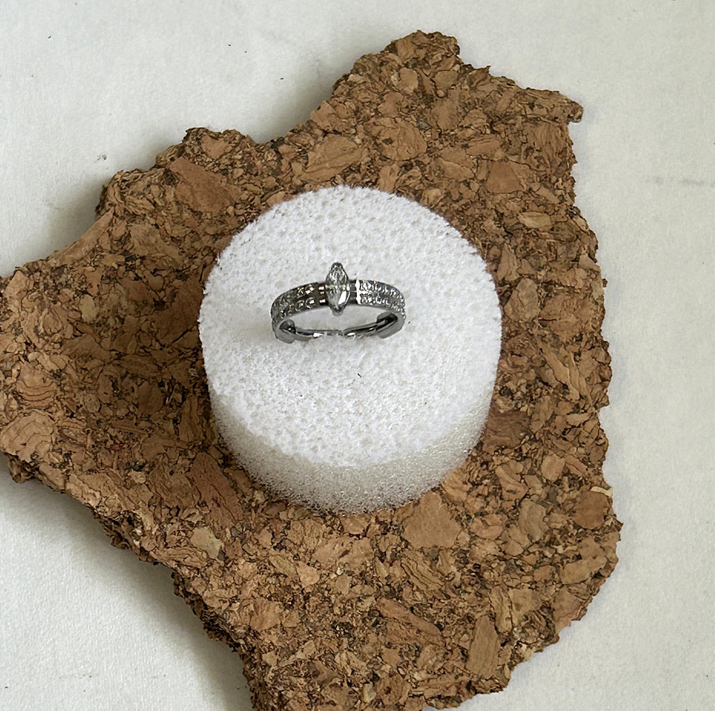 Titanium thick Marquis gemmed clicker hoop