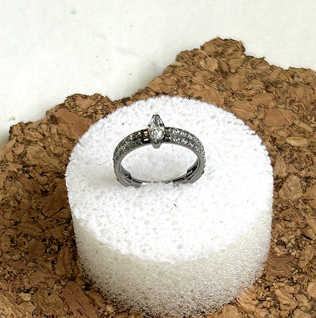 Titanium thick Marquis gemmed clicker hoop
