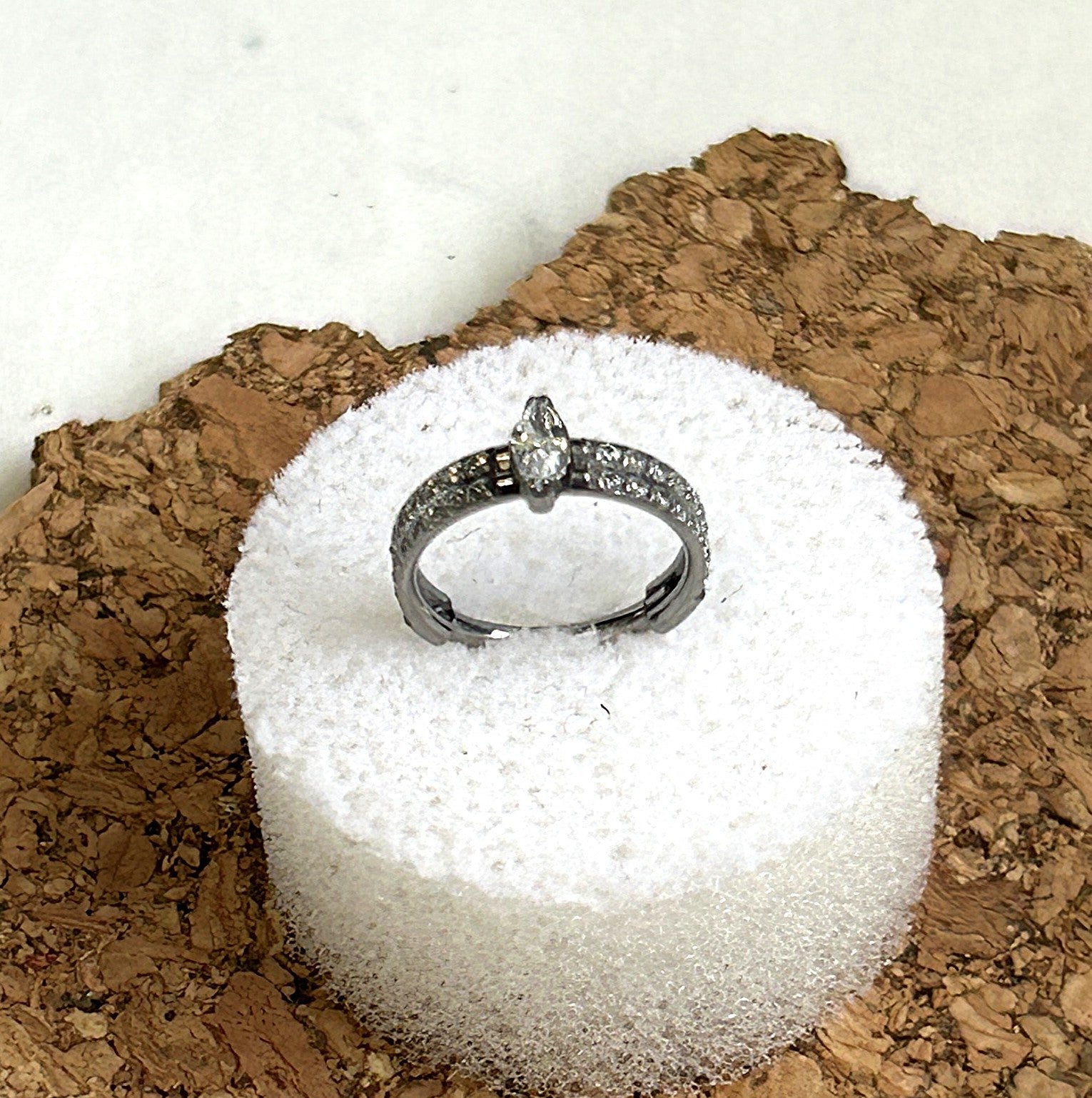 Titanium thick Marquis gemmed clicker hoop