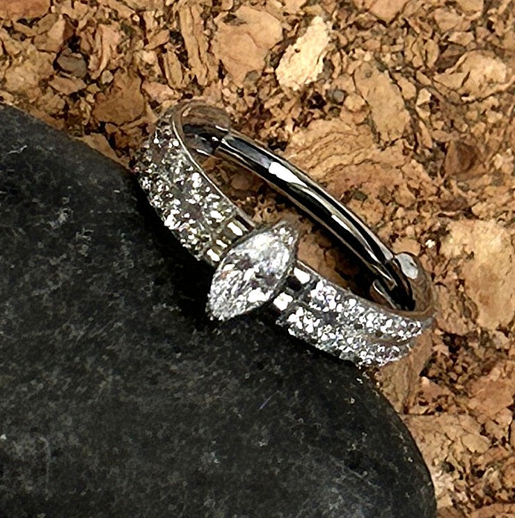 Titanium 16g Marquise Gem Clicker