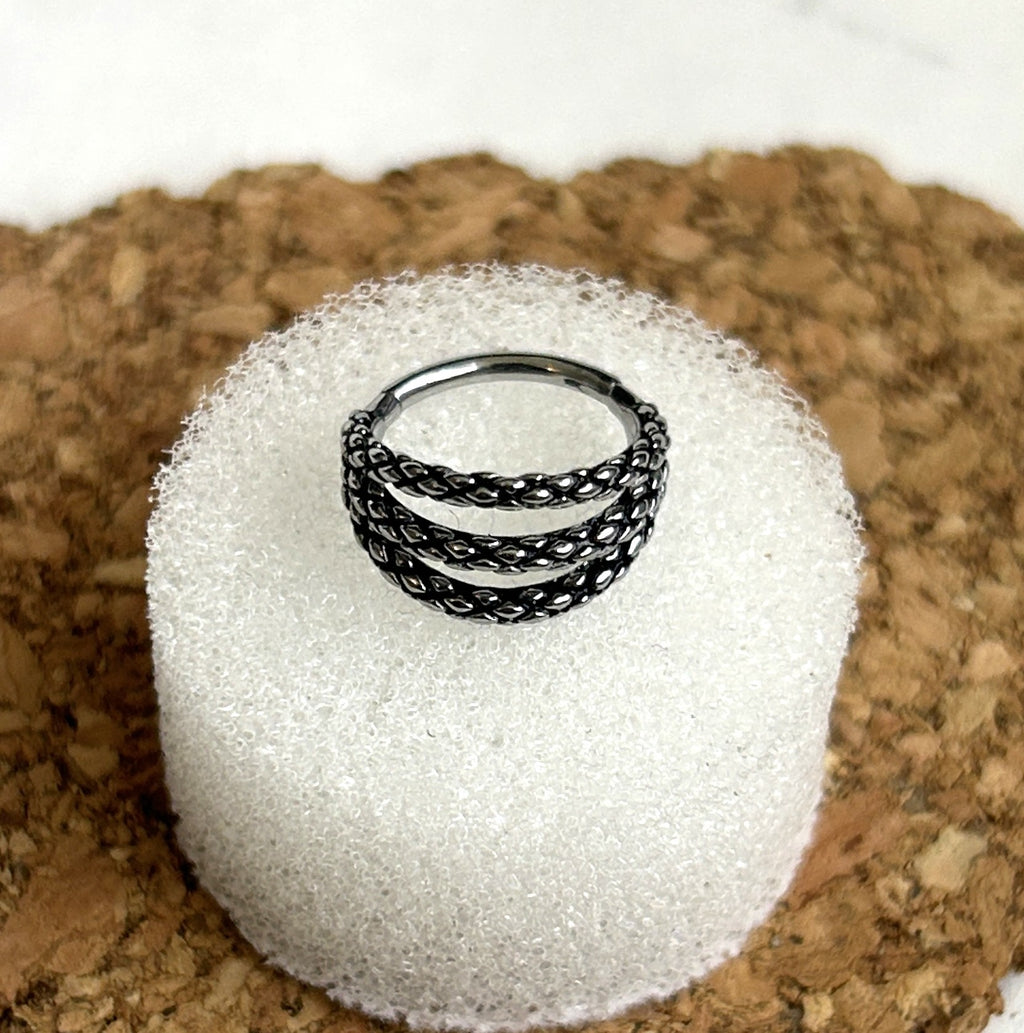 316L Steel 16g Triple Snake Skin Clicker