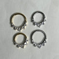 Titanium 16g Five Heart Crystal Clicker