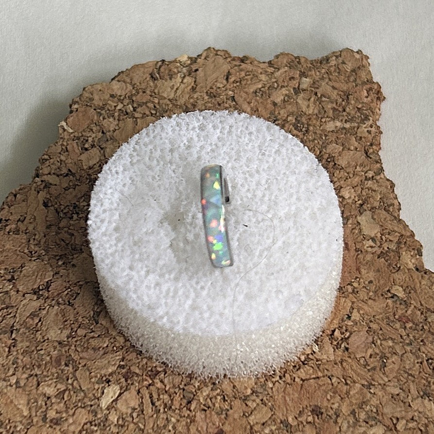 Titanium Thick Opal Clicker Hoop