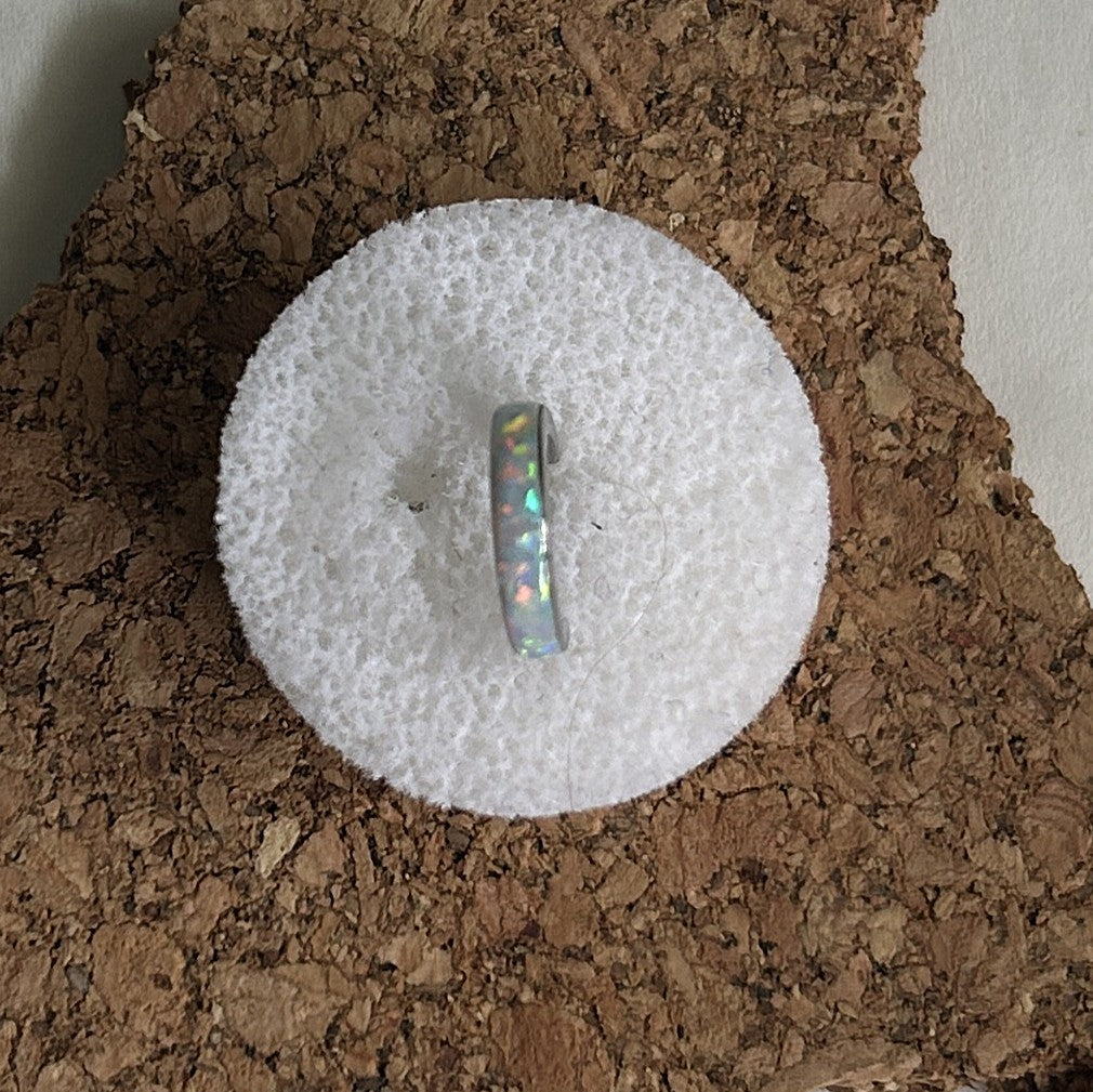 Titanium Thick Opal Clicker Hoop