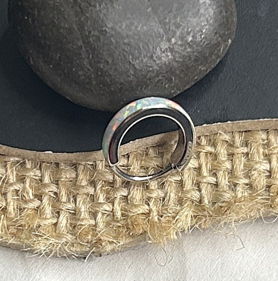 Titanium Thick Opal Clicker Hoop