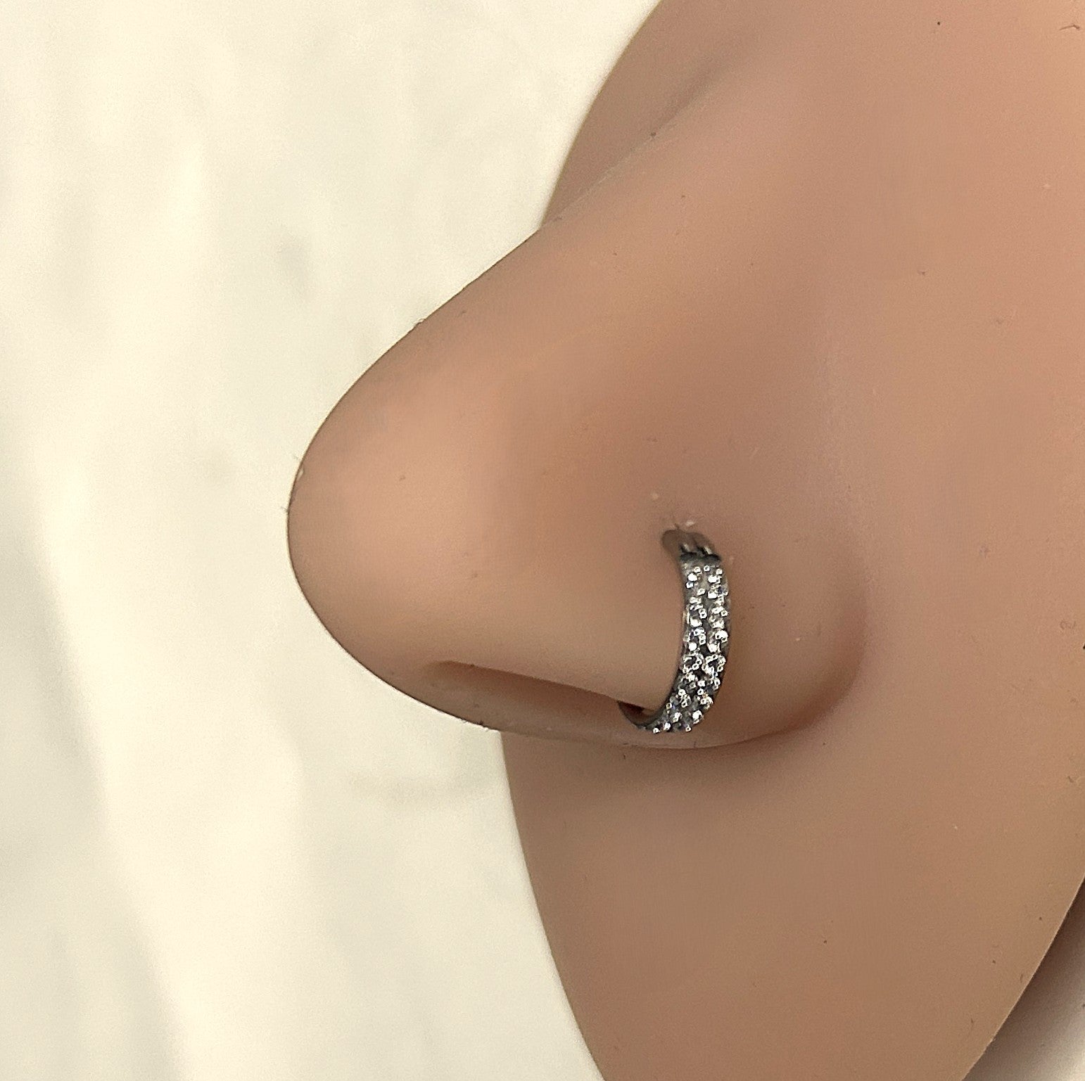 Titanium Thick gemmed Clicker Hoop