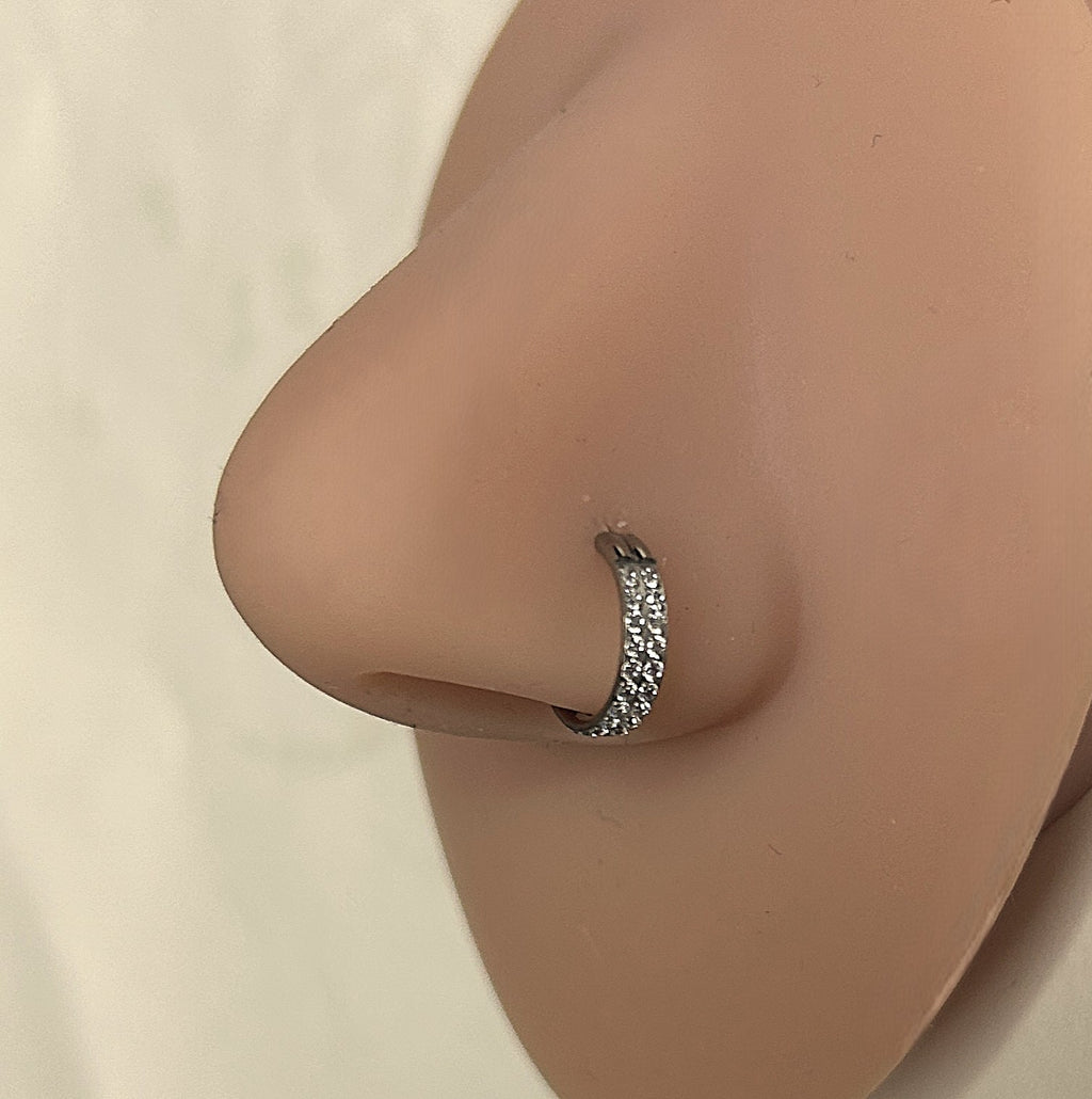 Titanium Thick gemmed Clicker Hoop