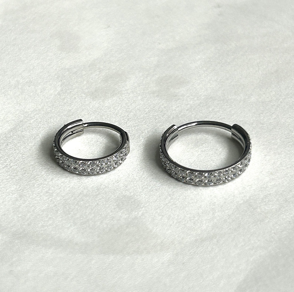 Titanium Thick gemmed Clicker Hoop