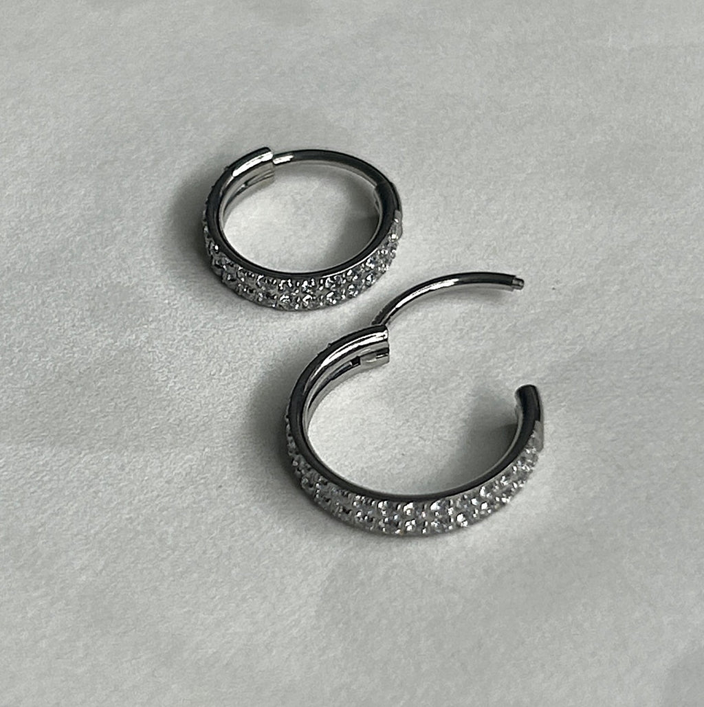 Titanium Thick gemmed Clicker Hoop