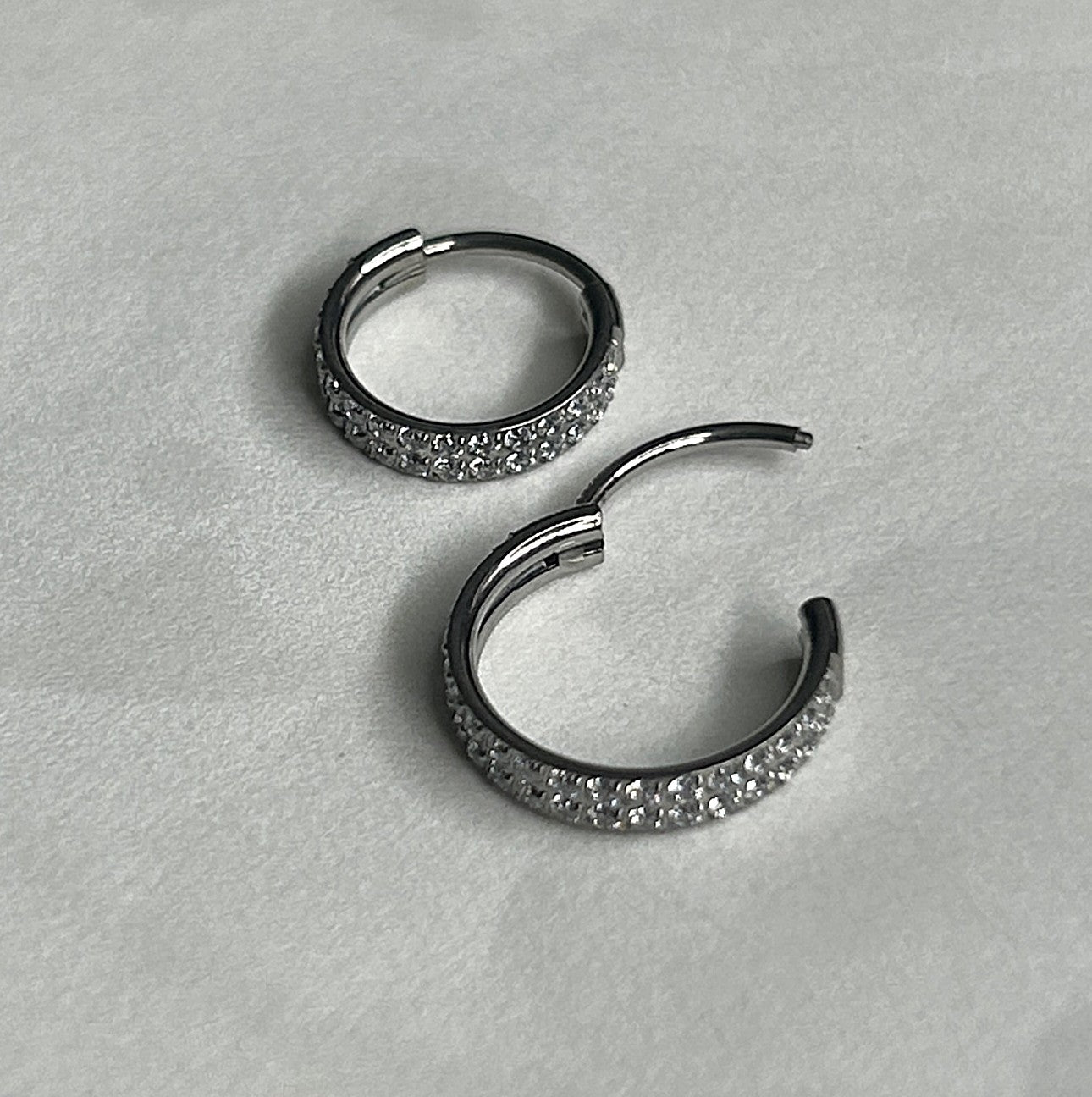 Titanium Thick gemmed Clicker Hoop