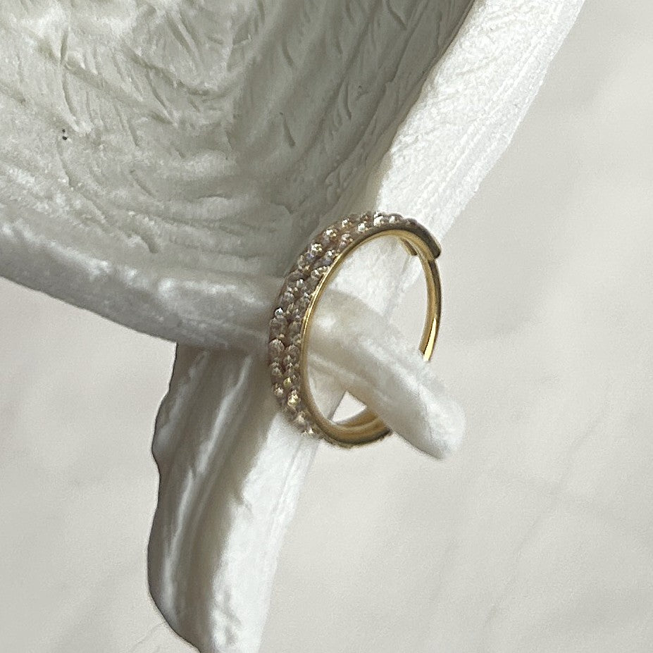 Titanium Thick gemmed Clicker Hoop