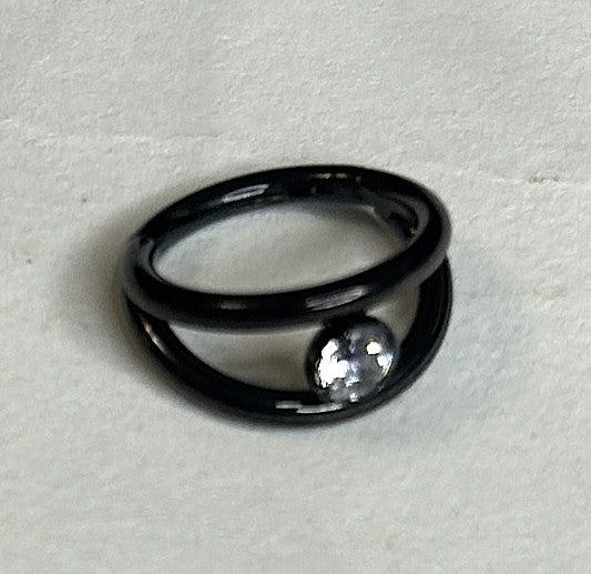 Steel Double Hoop Gem Clicker