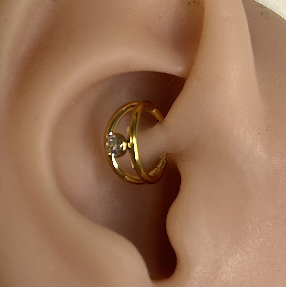 Steel Double Hoop Gem Clicker