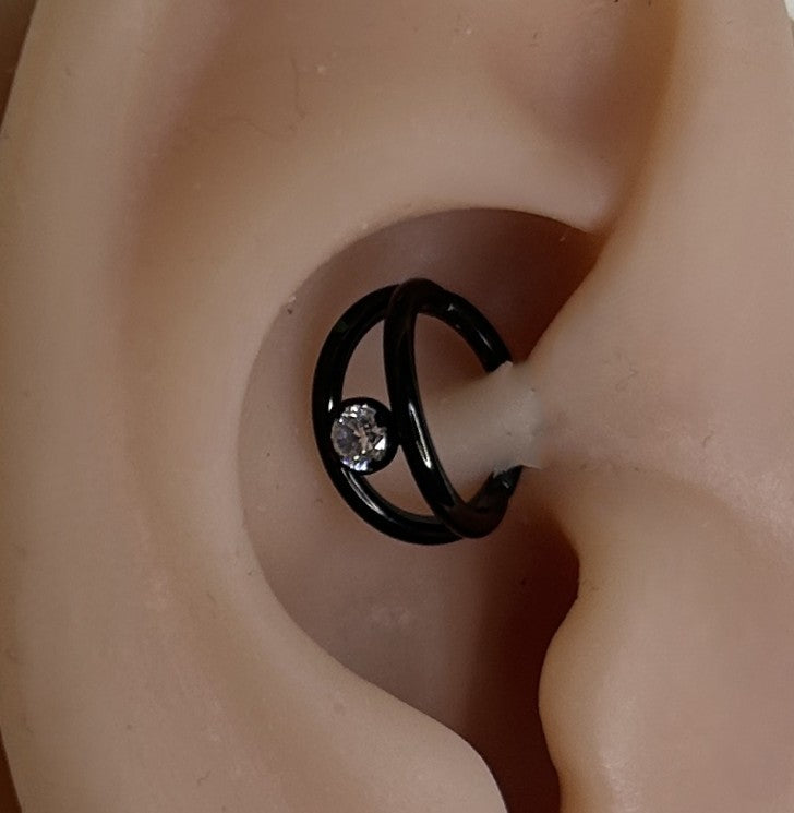 Steel Double Hoop Gem Clicker