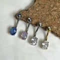 Titanium Oval Stone Belly Ring