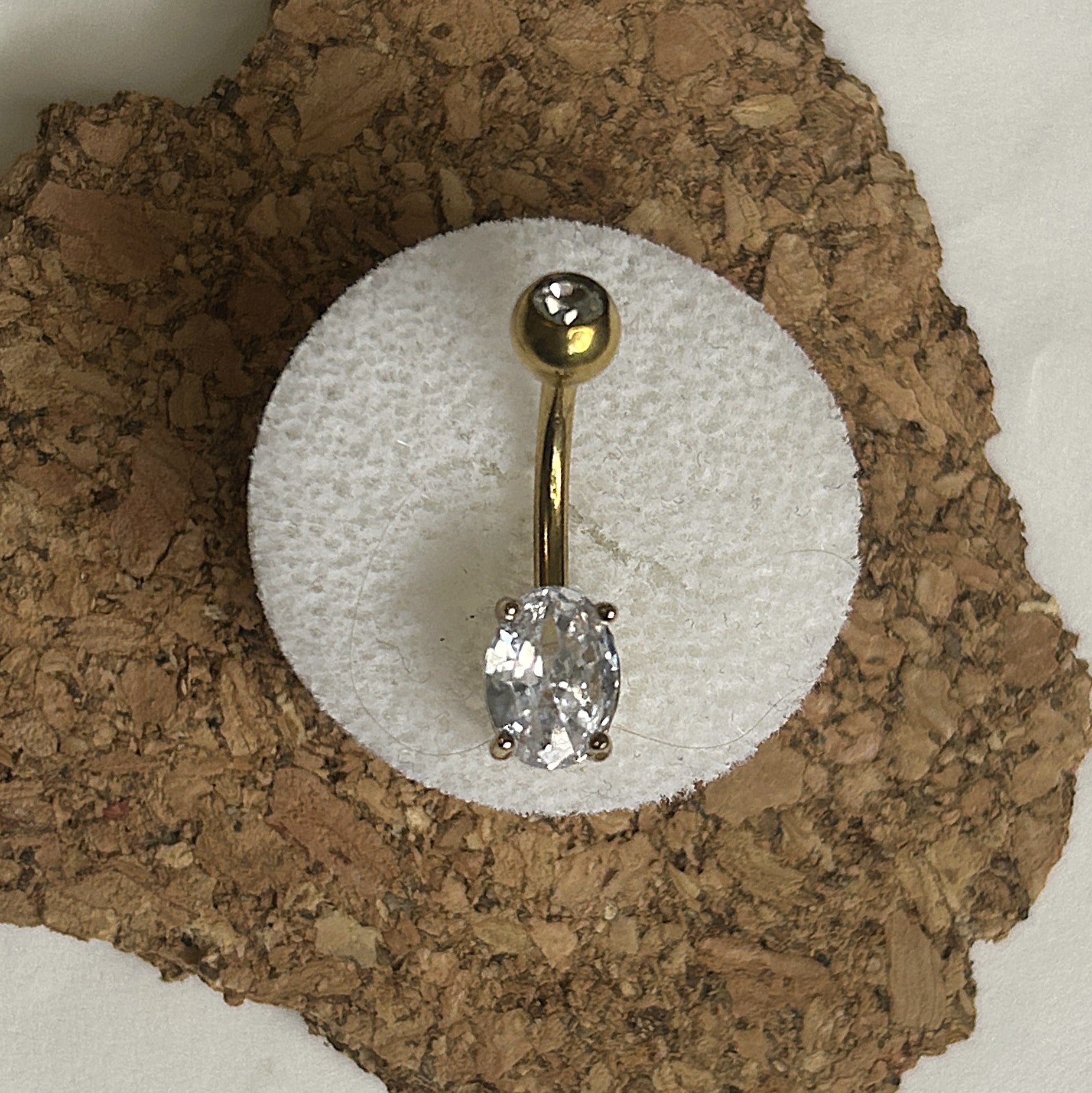 Titanium Oval Stone Belly Ring