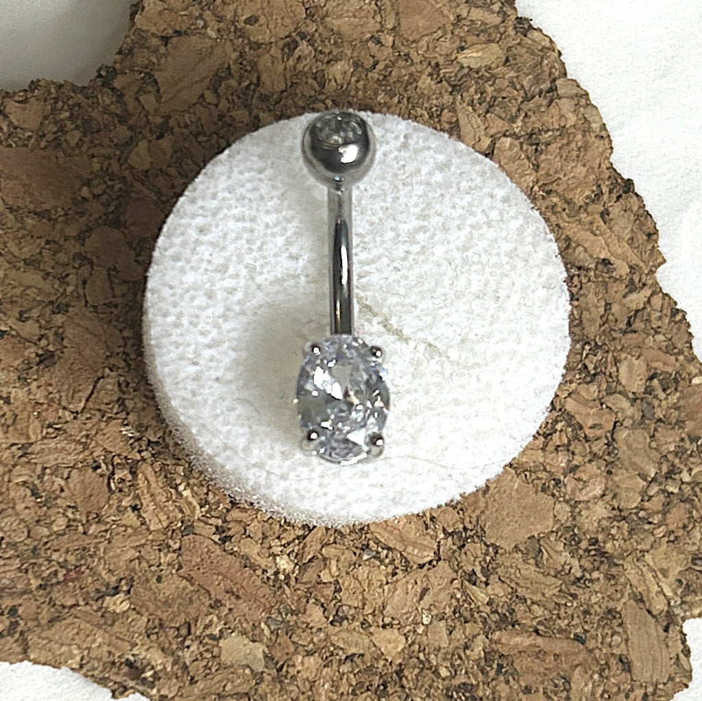Titanium Oval Stone Belly Ring