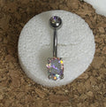 Titanium Oval Stone Belly Ring