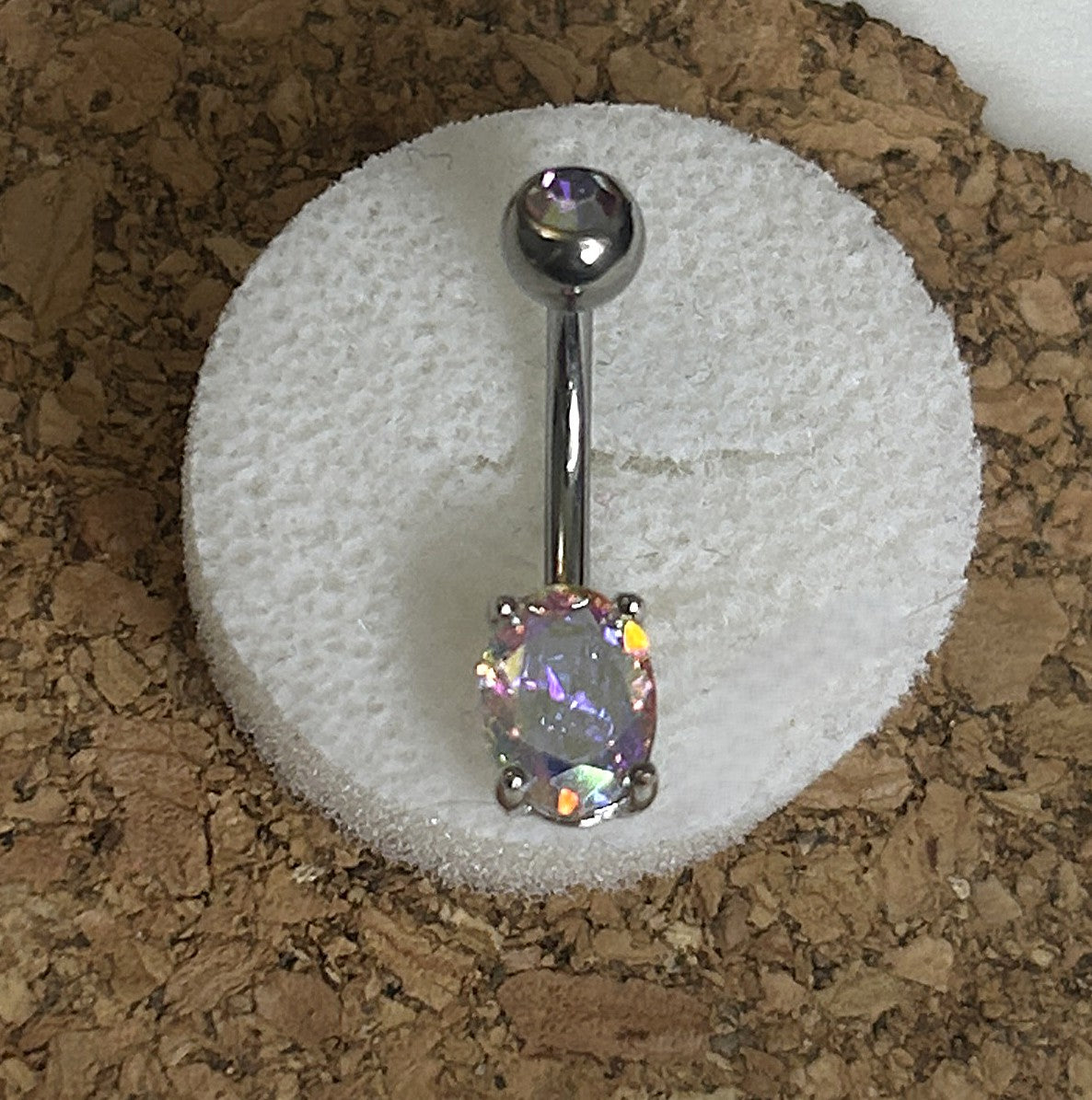 Titanium Oval Stone Belly Ring